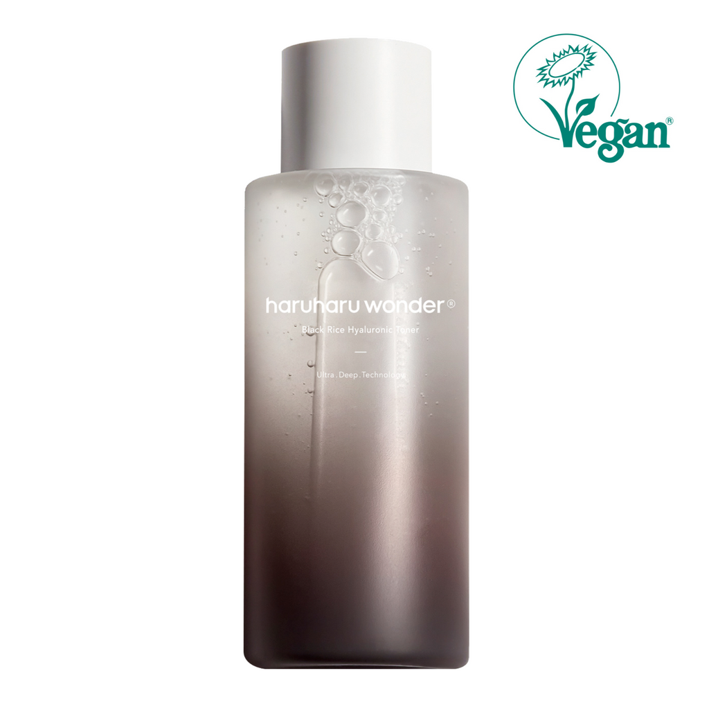 Black Rice Hyaluronic Toner. Vegan seal.